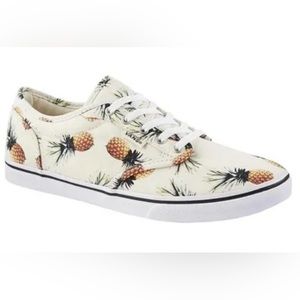 GUC Vans Rare Womens Atwood Pineapple Print Tropical Lace Up Canvas Sneakers, 9